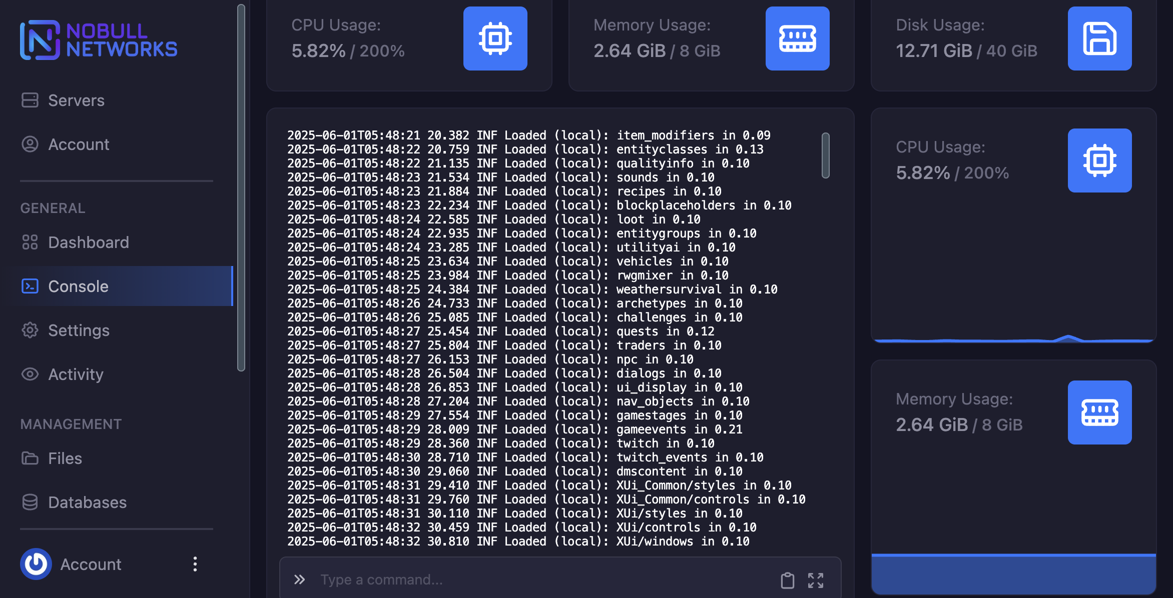 Terraria server control panel